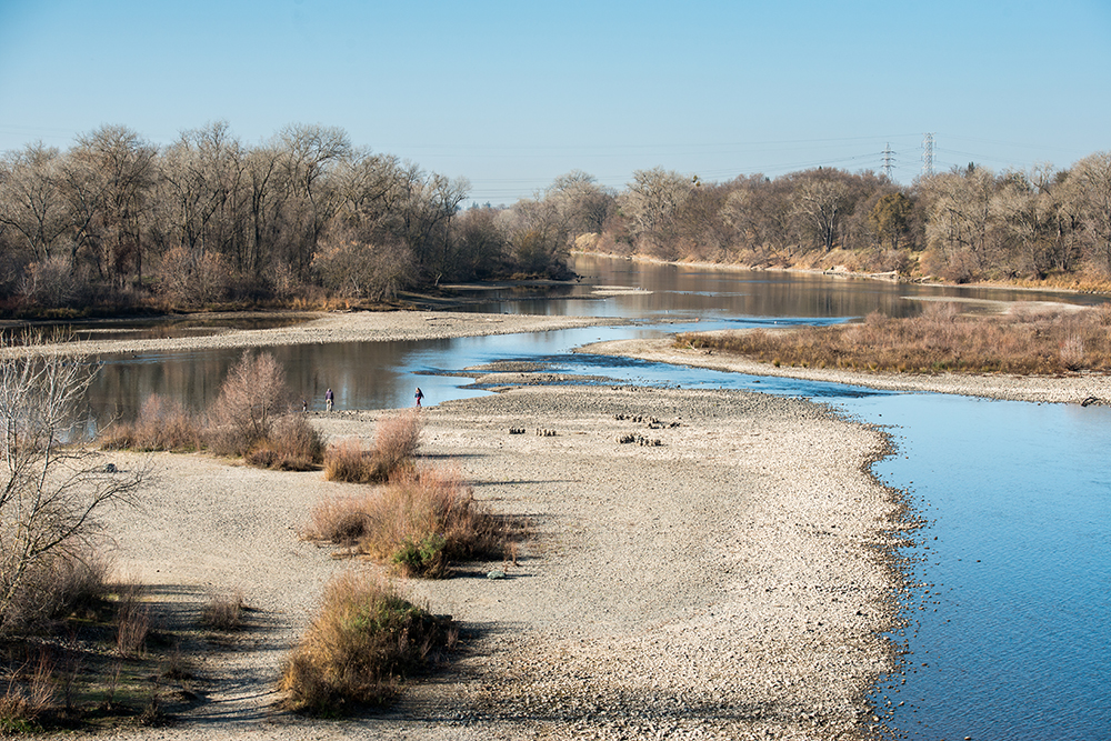 American River low water levels. Photo by California Department of Water Resources