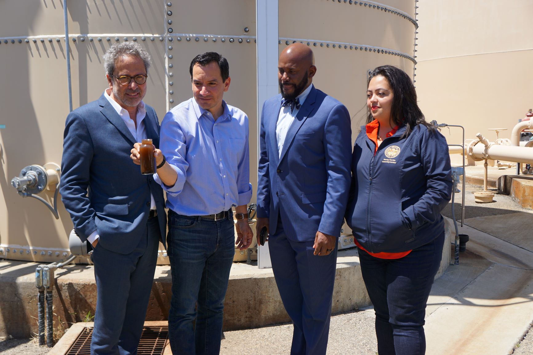 Assemblymember Richard Bloom, Speaker Anthony Rendon, Assemblymember Mike Gipson, and Assemblymember Wendy Carrillo tour Maywood Water Facility, May 2019