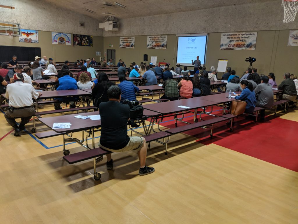 In East Orosi, community members attend a public meeting on water system consolidation. Photo by Community Water Center