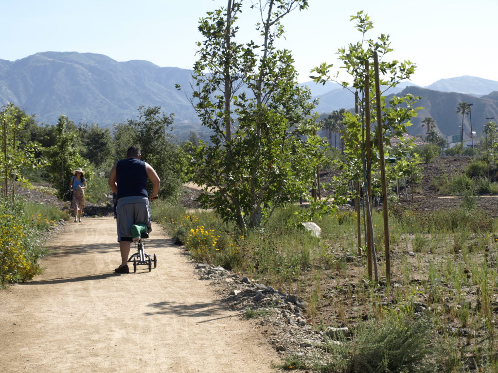 Visitors at the Pacoima Wash Natural Park in San Fernando, CA. Photo by Mountains Recreation & Conservation Authority.
